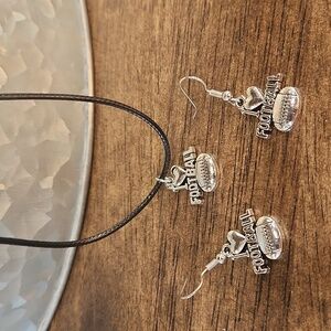 Silver 'I Love Football' Jewelry Set